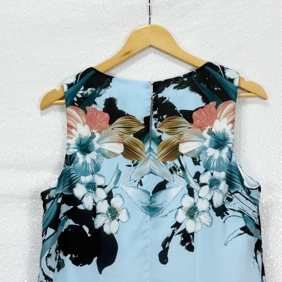 Signature by Sangria Floral Chiffon Shift   Dress - Blue Women’s Size 10 - Picture 4 of 9